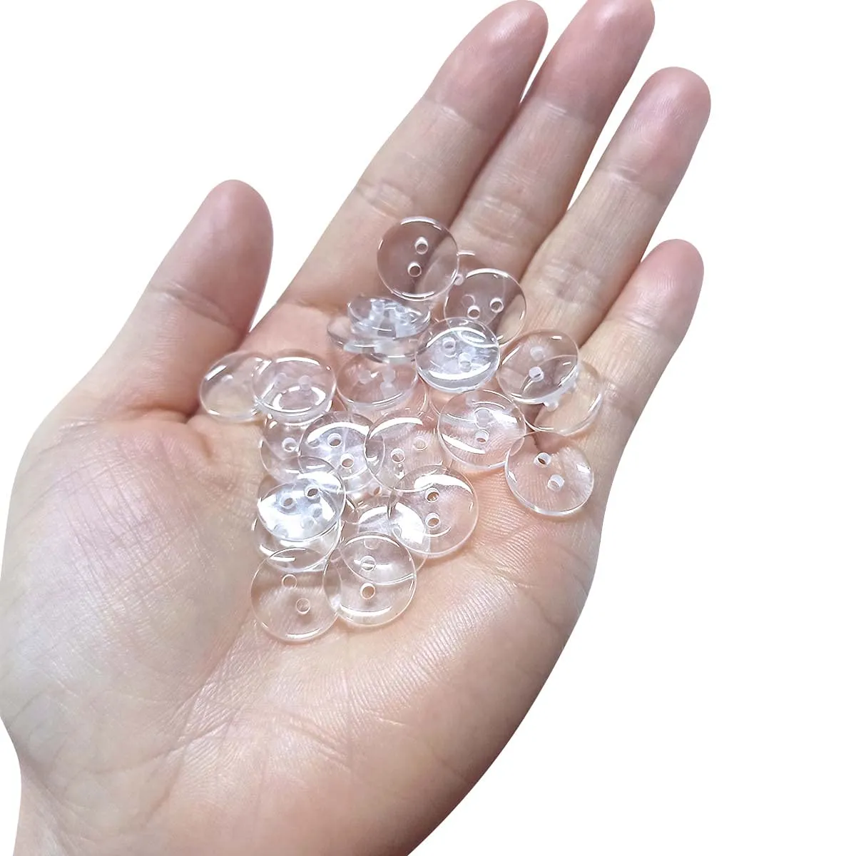 100 Pcs Buttons 2 Hole, Resin Clear Buttons for Sewing and DIY Craft (1/2 Inch)
