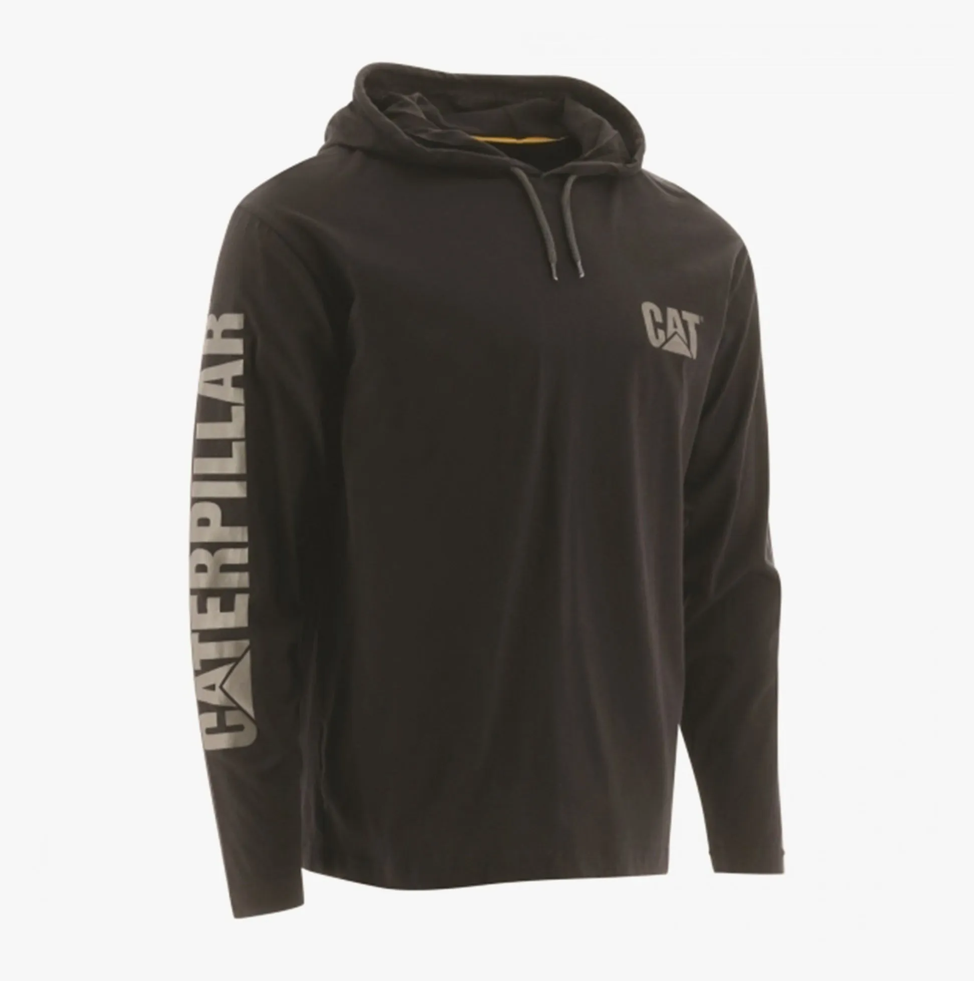 1510425 Mens Cotton Hooded Long Sleeve T-Shirt Black