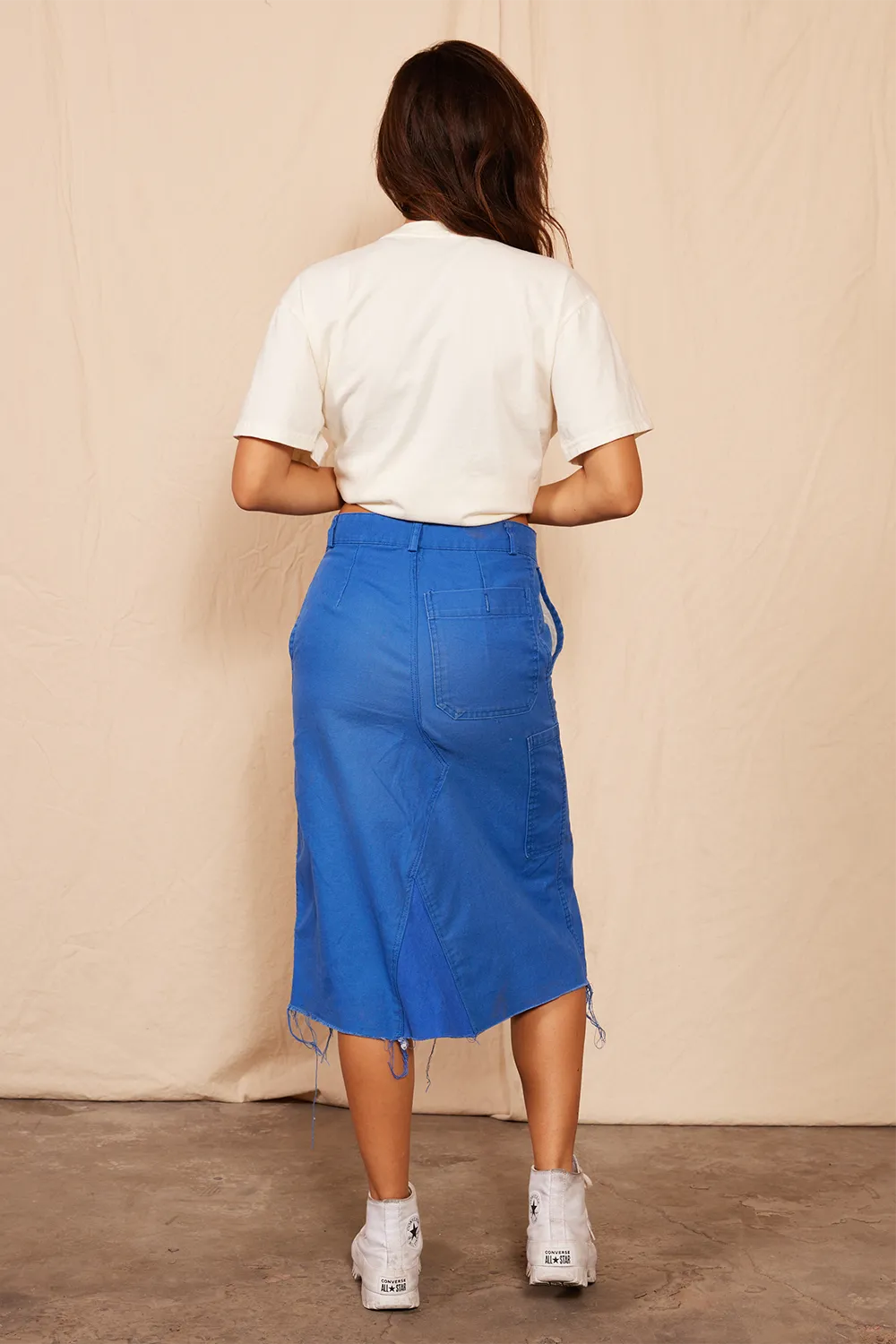 1960's Reworked Vintage Midi Workwear Skirt