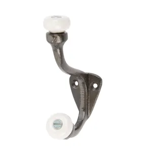 30mm x 105mm White Ceramic Ball Hat & Coat Hook - By Hammer & Tongs