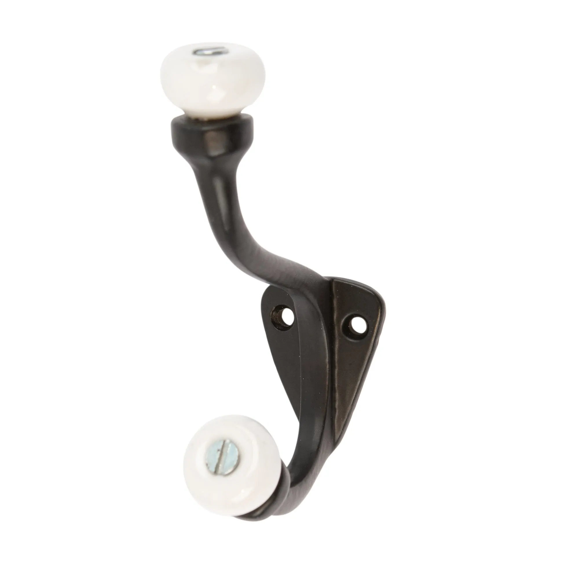 30mm x 105mm White Ceramic Ball Hat & Coat Hook - By Hammer & Tongs