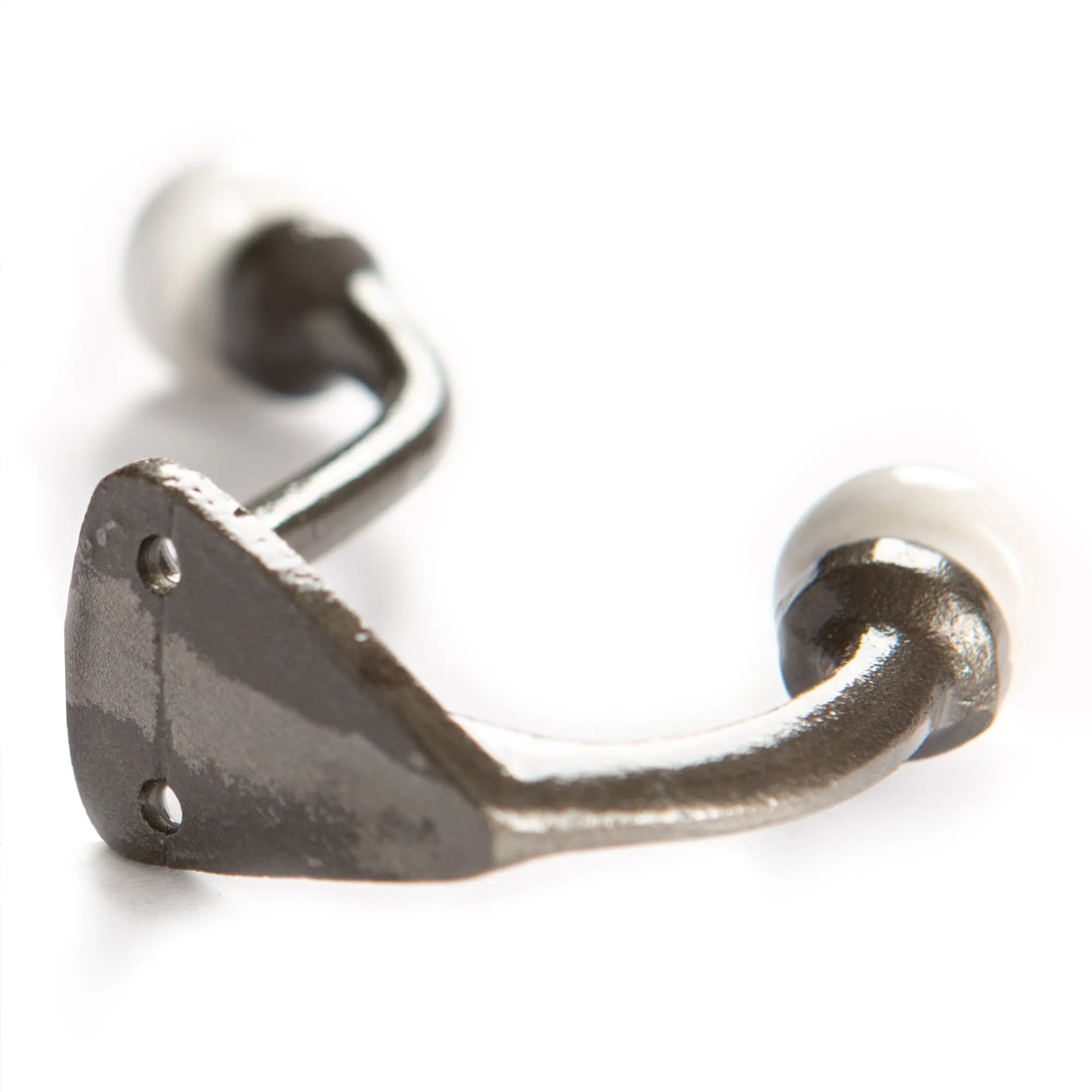 30mm x 105mm White Ceramic Ball Hat & Coat Hook - By Hammer & Tongs