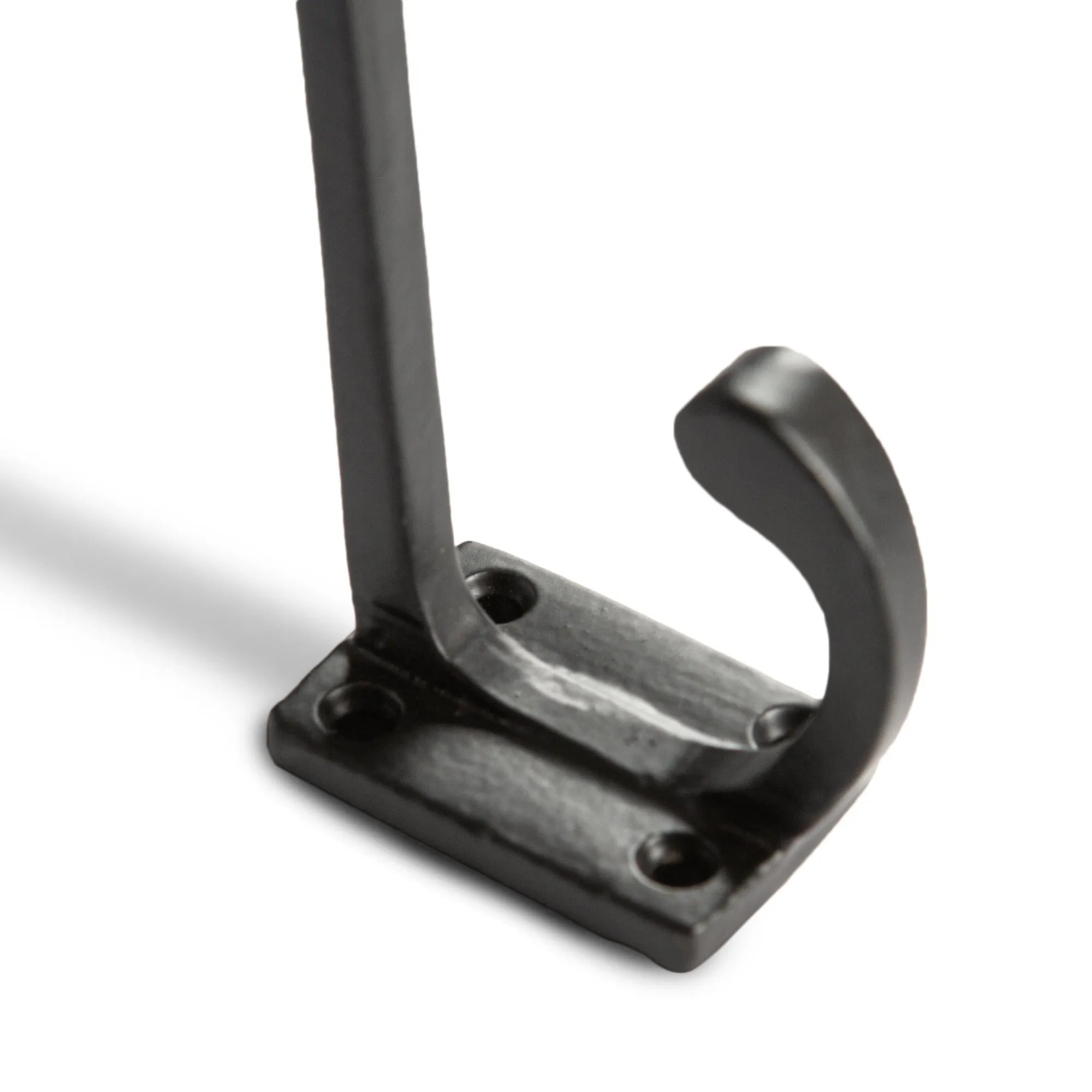 30mm x 85mm Black Rectangular Plate Rounded Hat & Coat Hook - By Hammer & Tongs