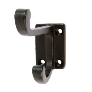 30mm x 85mm Black Rectangular Plate Rounded Hat & Coat Hook - By Hammer & Tongs