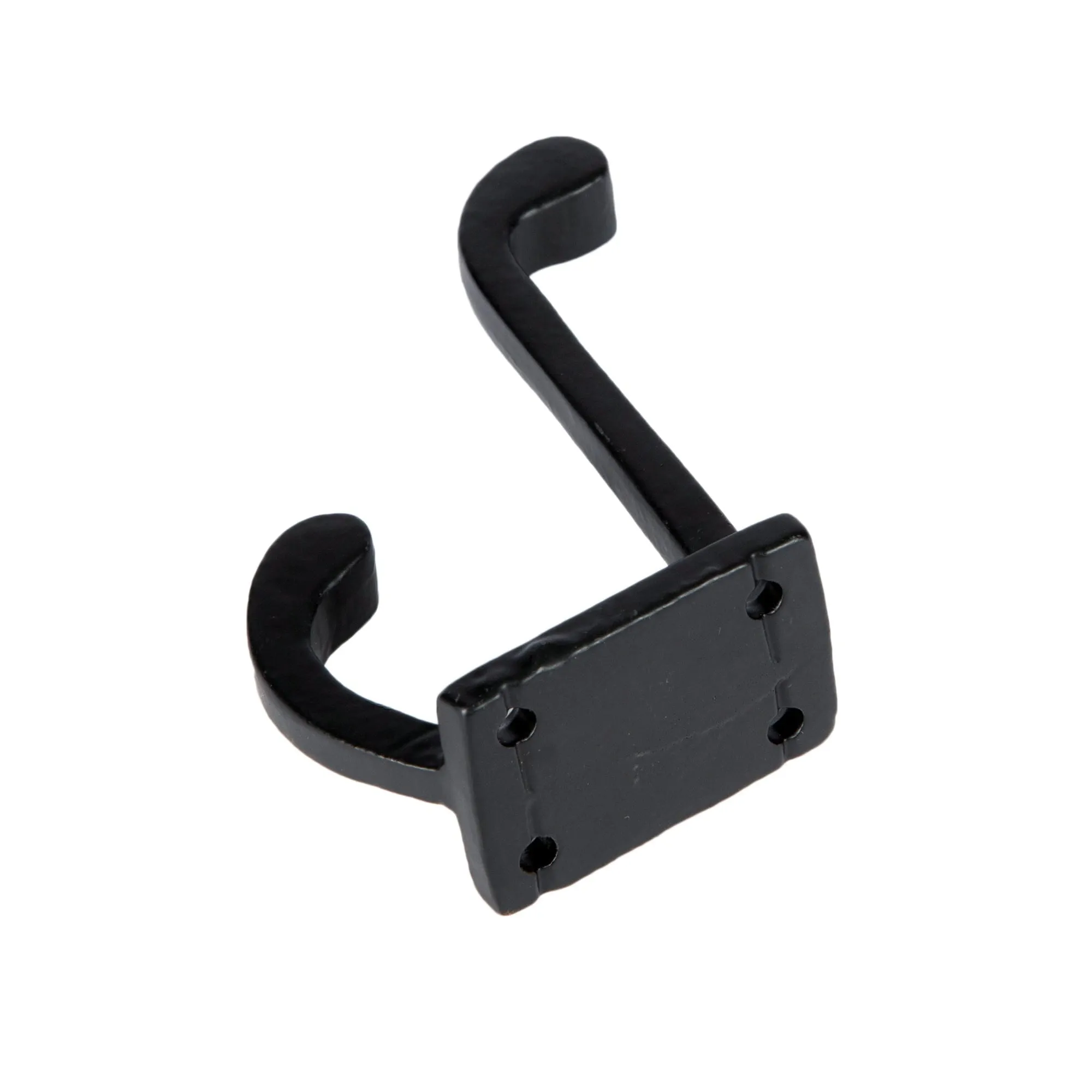 30mm x 85mm Black Rectangular Plate Rounded Hat & Coat Hook - By Hammer & Tongs
