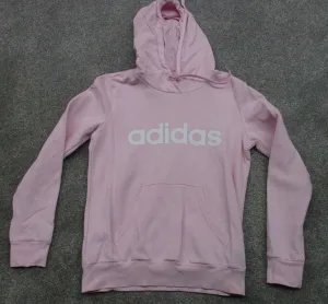 Adidas Activewear Hoodies Girls Small S Pink Long Sleeves Graphic Sports Logo