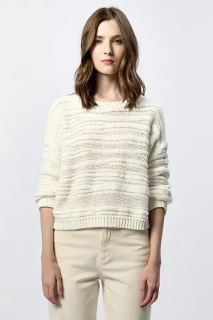 ANNELI CREW NECK LONG SLEEVE RELAXED FIT SWEATER WHITE