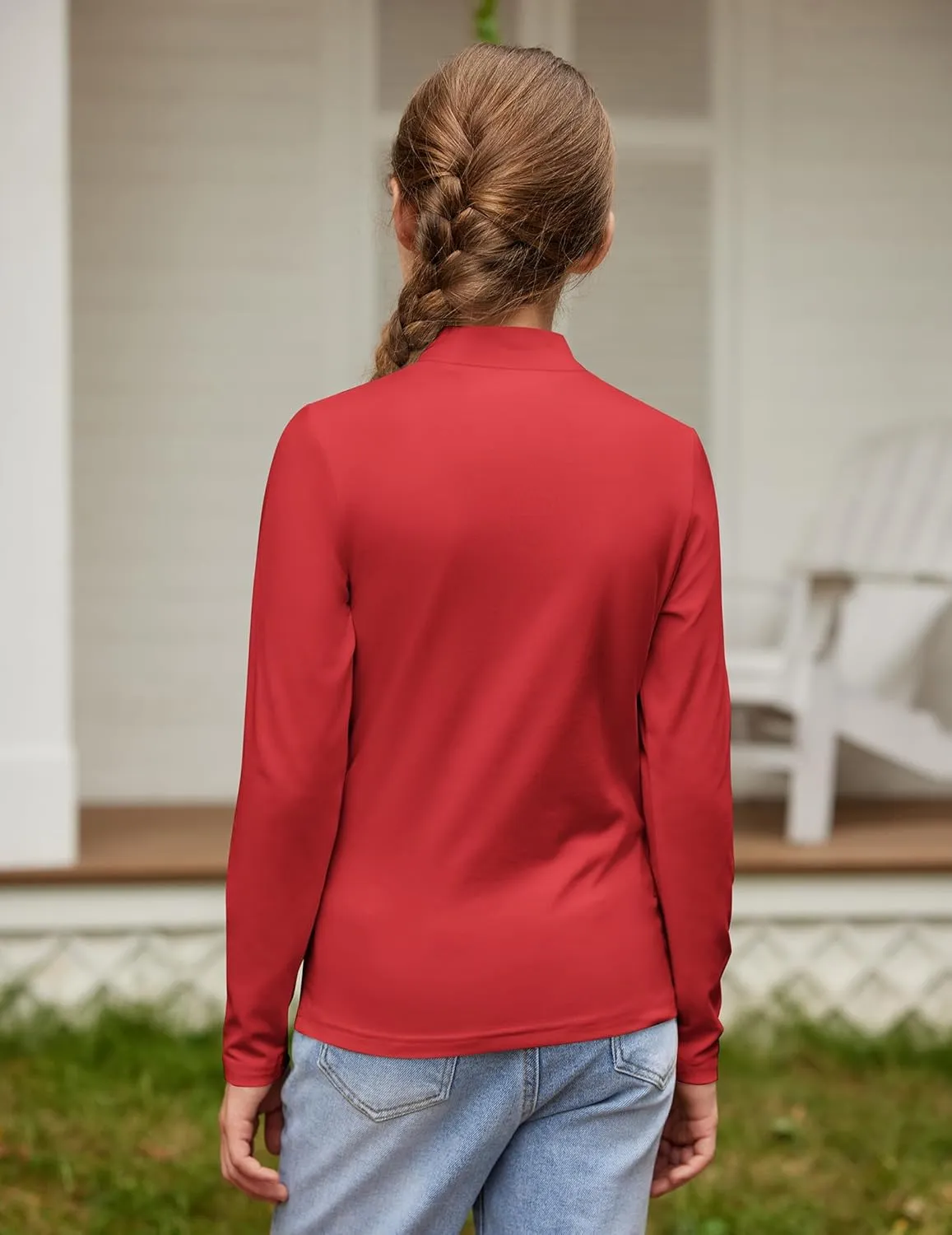 Arshiner Girls Long Sleeve Mock Turtleneck Shirts Slim Fit Casual Layer Top