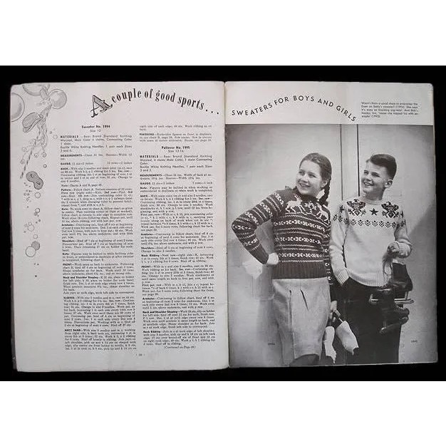 Bear Brand Hand Knits Pattern Book For Children Vol 331 1946 Reindeer Sweater