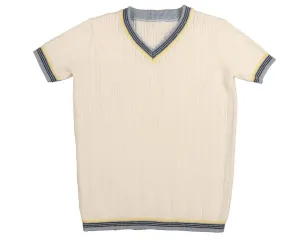 Belati Light Blue Textured V-Neck Knit