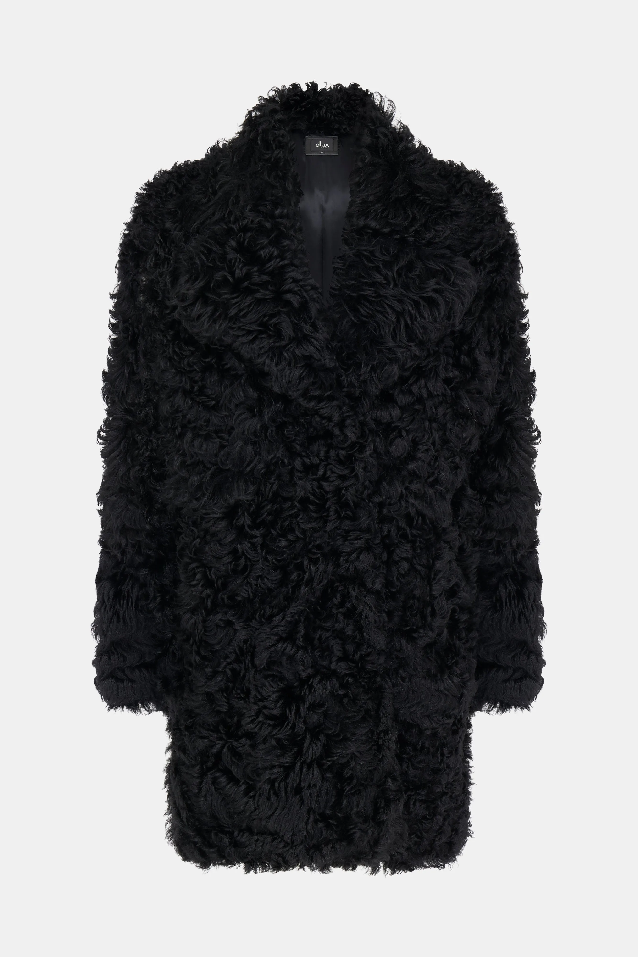 Black Mid Curly Shearling Coat