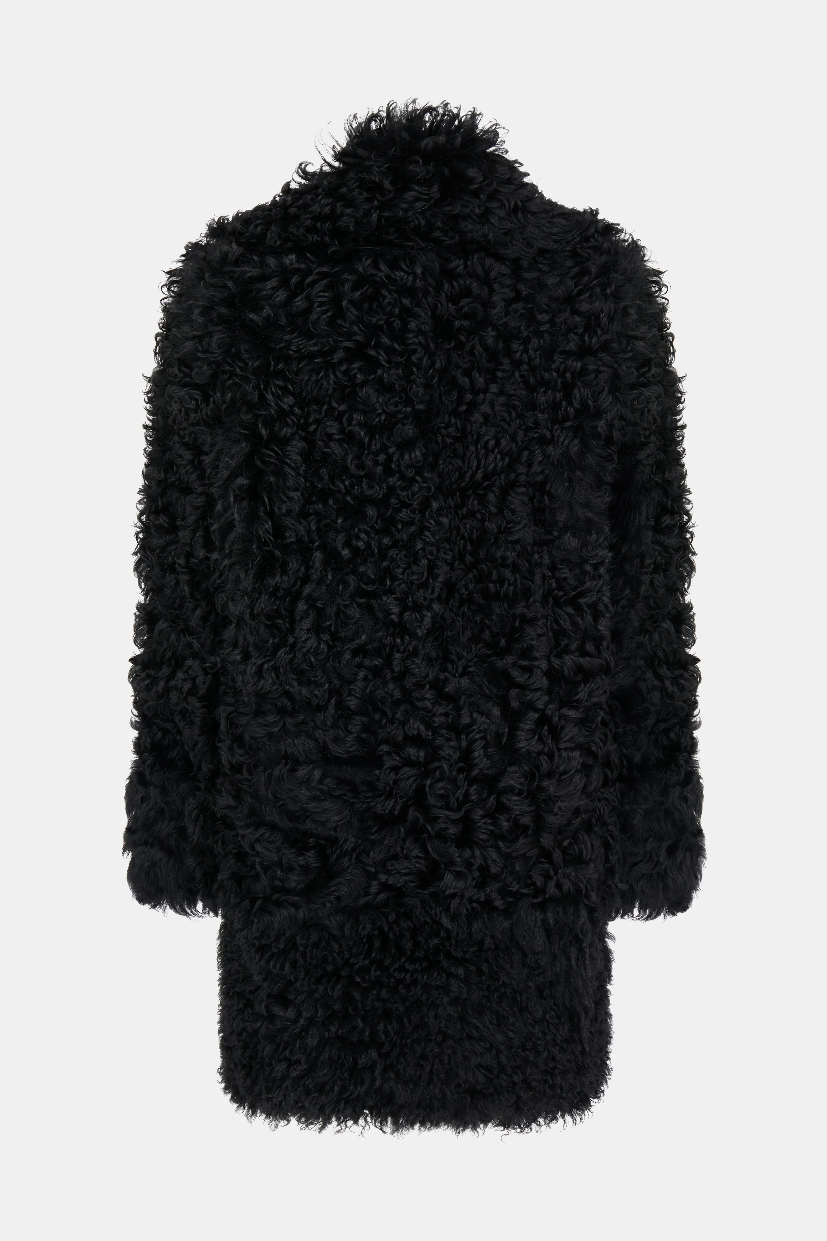 Black Mid Curly Shearling Coat