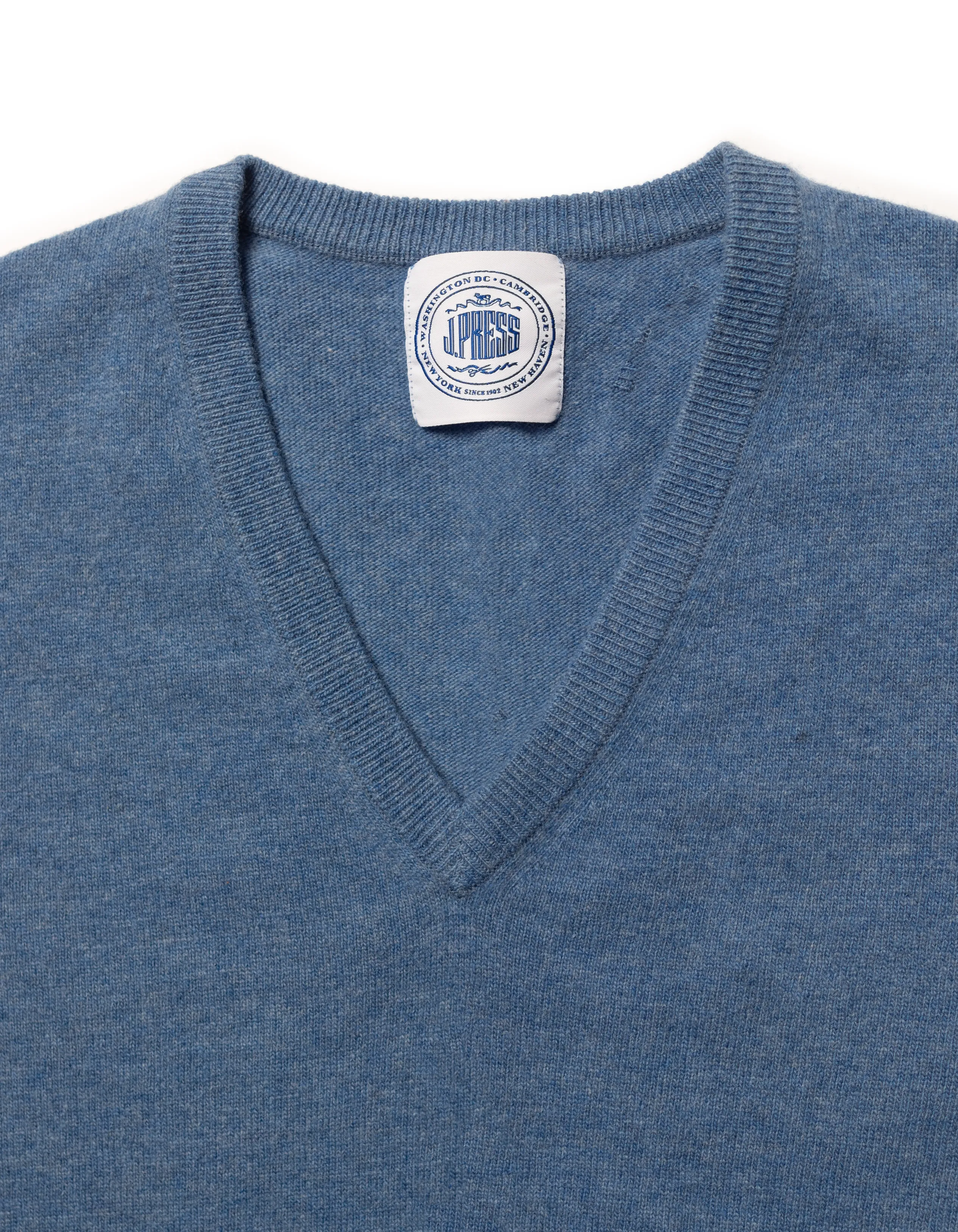 BLUE LAMBSWOOL V NECK VEST
