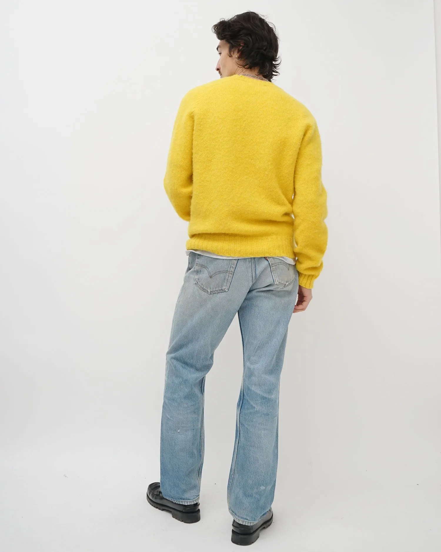 Brushed Shetland Sweater Crew Neck / Yellow