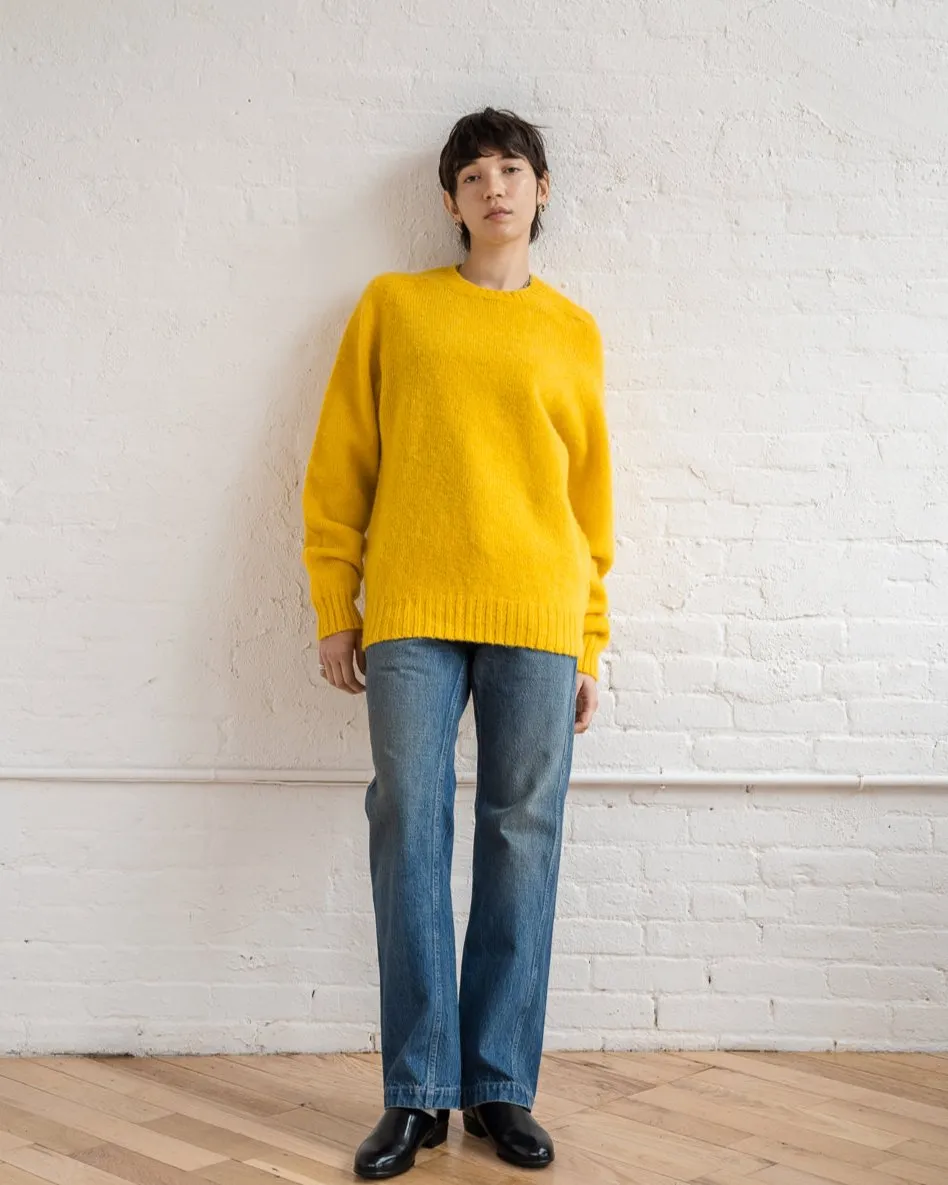 Brushed Shetland Sweater Crew Neck / Yellow