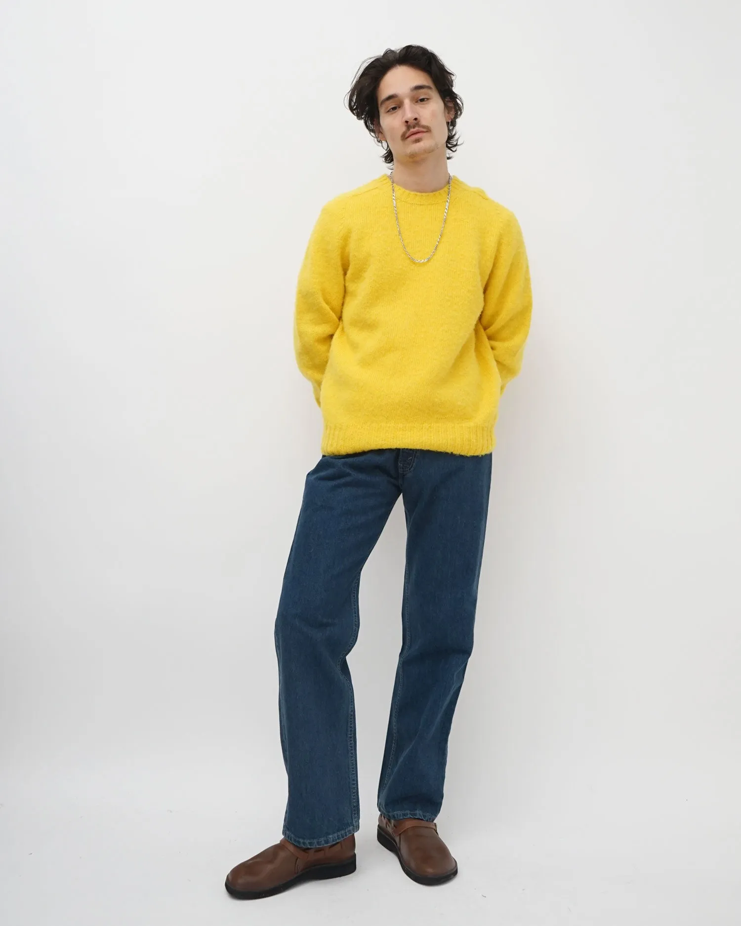 Brushed Shetland Sweater Crew Neck / Yellow