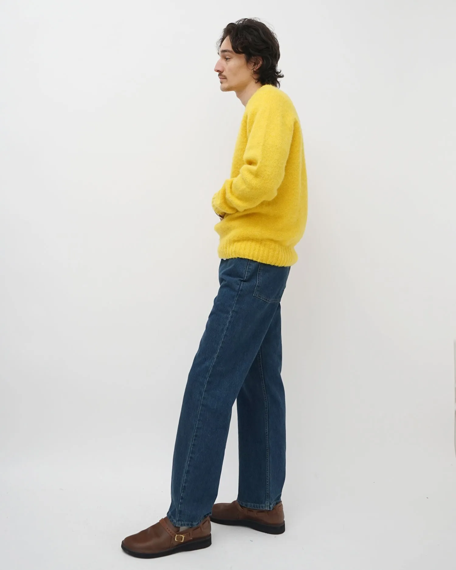 Brushed Shetland Sweater Crew Neck / Yellow