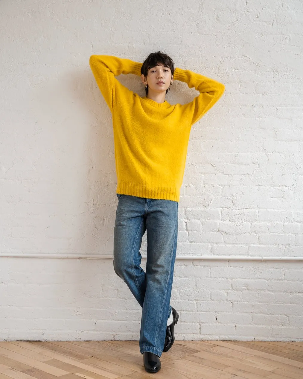Brushed Shetland Sweater Crew Neck / Yellow