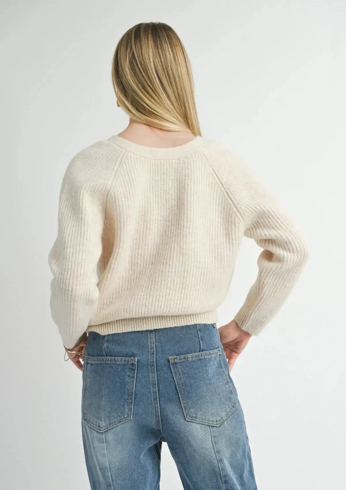 Cece Reversible Twist Sweater - Ivory