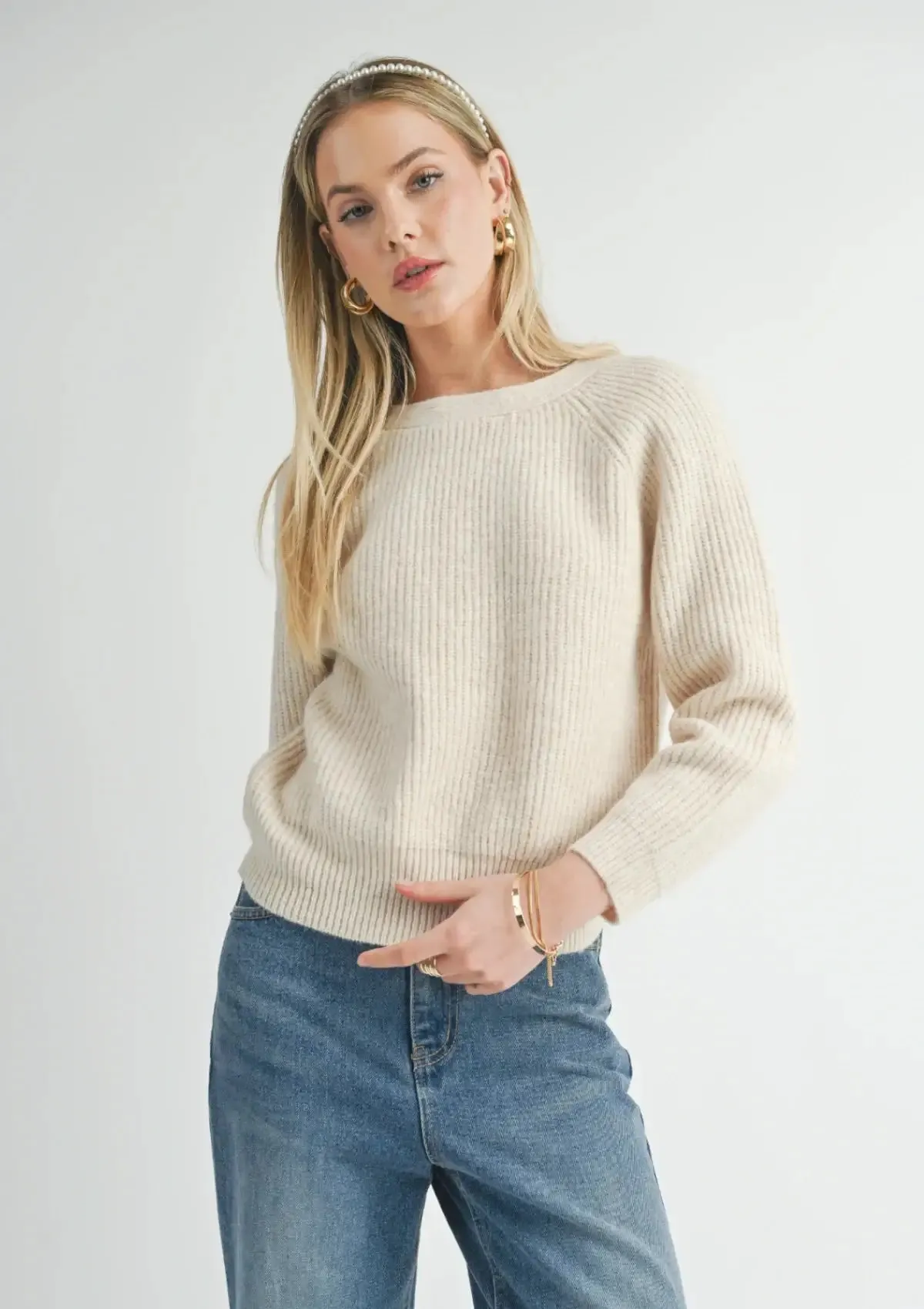 Cece Reversible Twist Sweater - Ivory