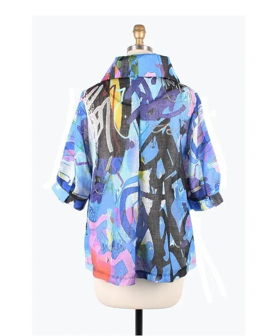 Damee Modern Art Mid-Length Lightweight Swing Jacket - 4887
