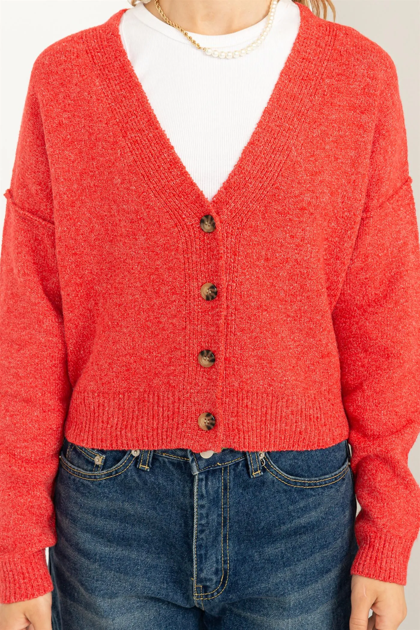 DZ23G331-Long-sleeve Cropped Cardigan
