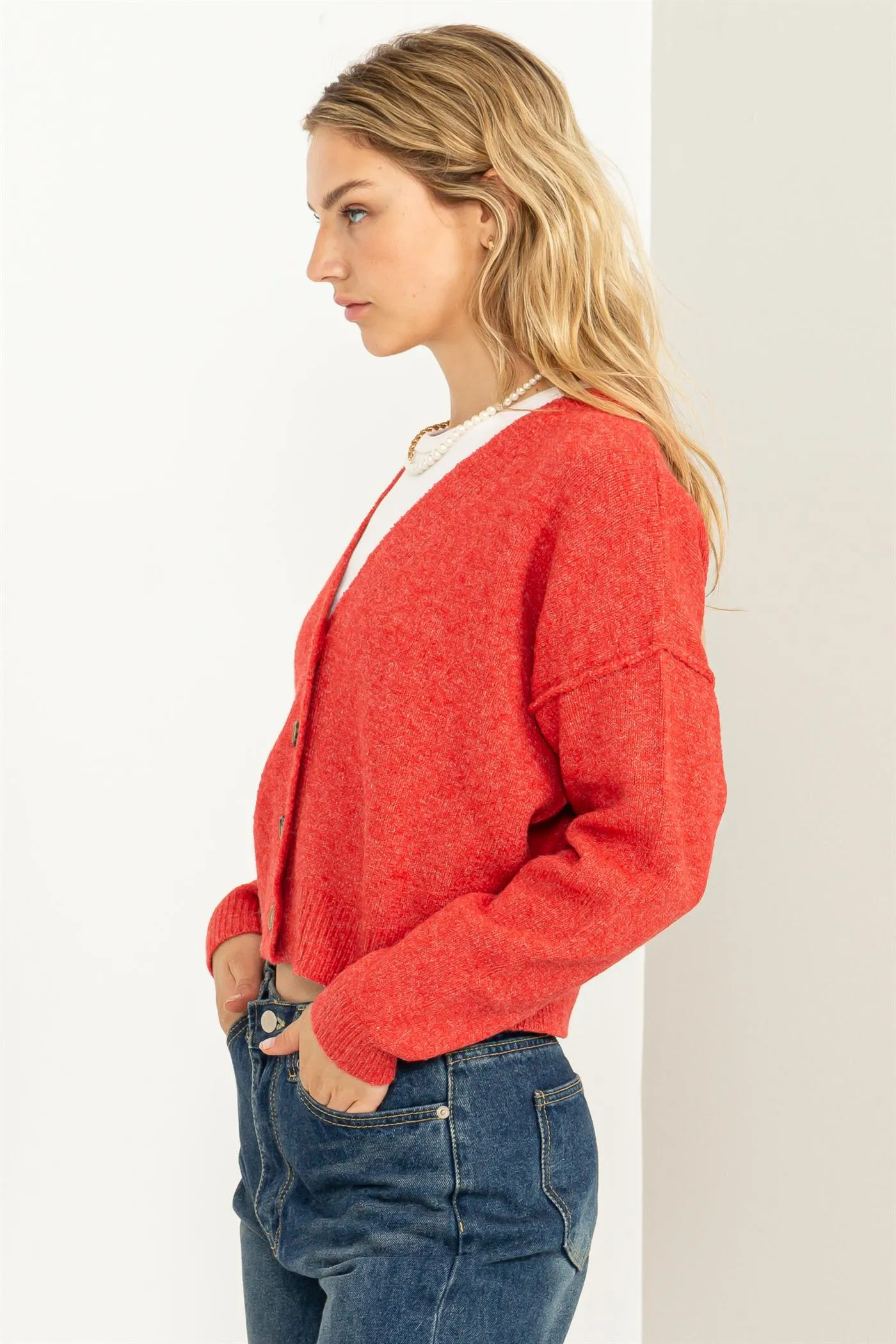 DZ23G331-Long-sleeve Cropped Cardigan
