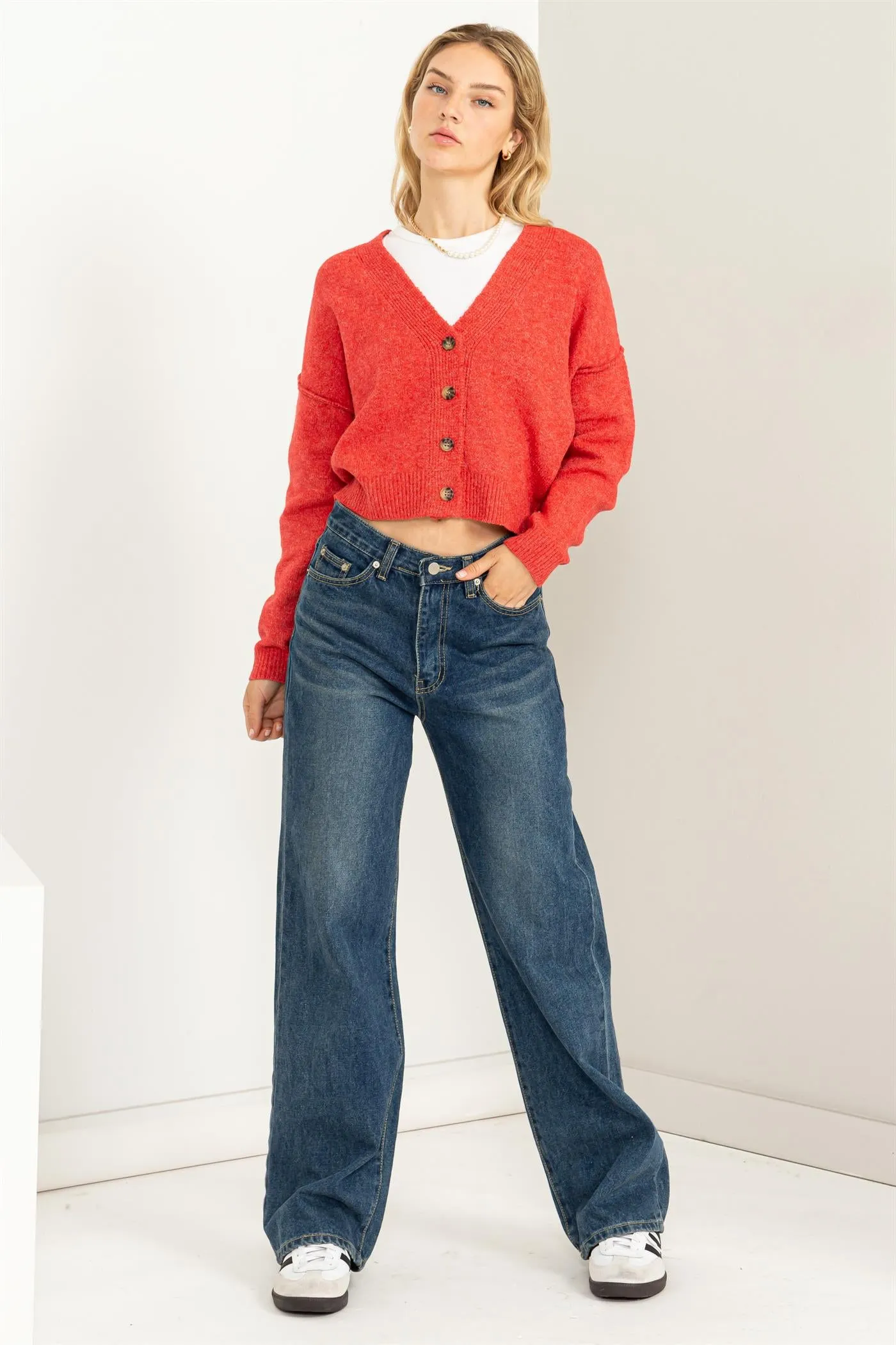 DZ23G331-Long-sleeve Cropped Cardigan