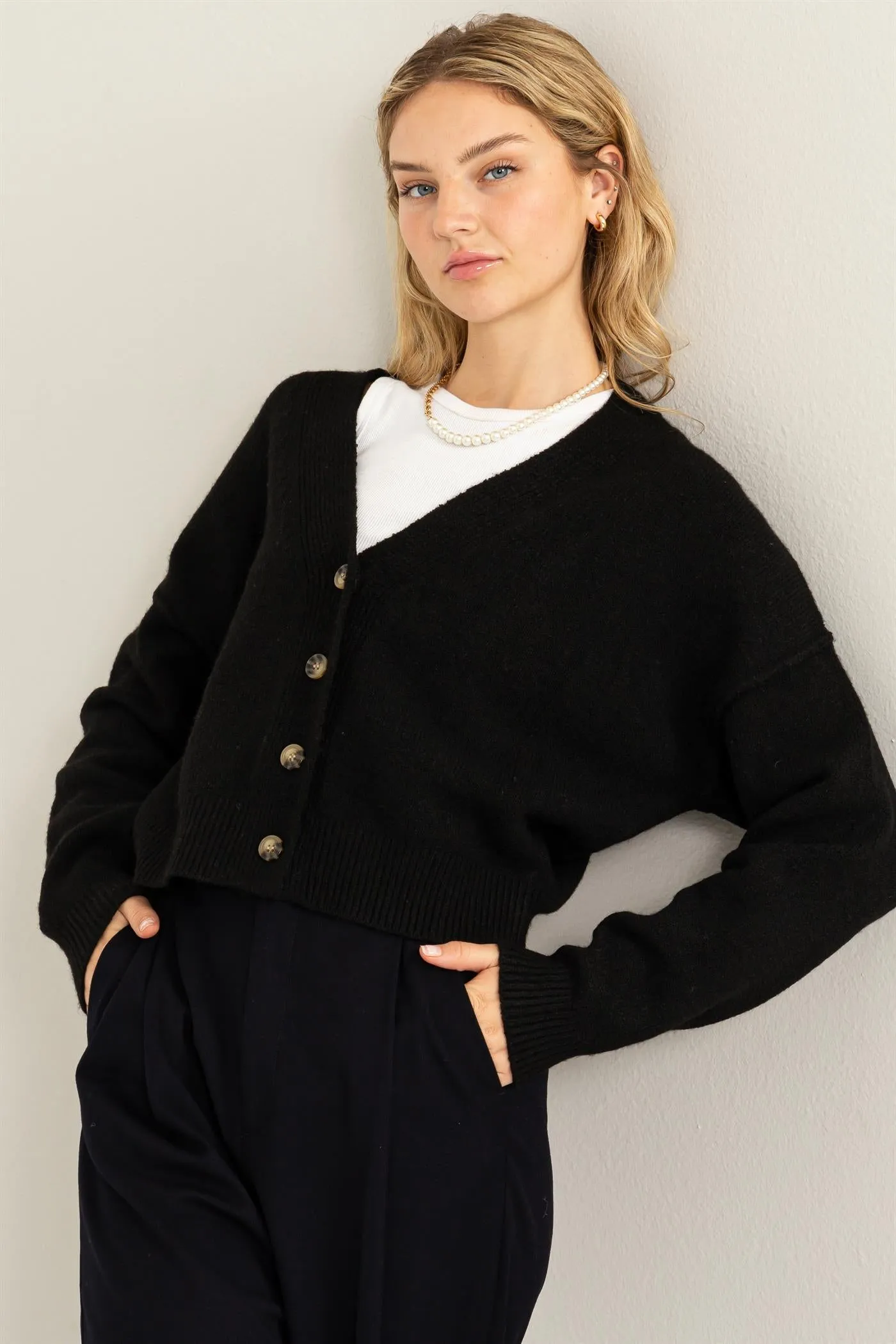 DZ23G331-Long-sleeve Cropped Cardigan
