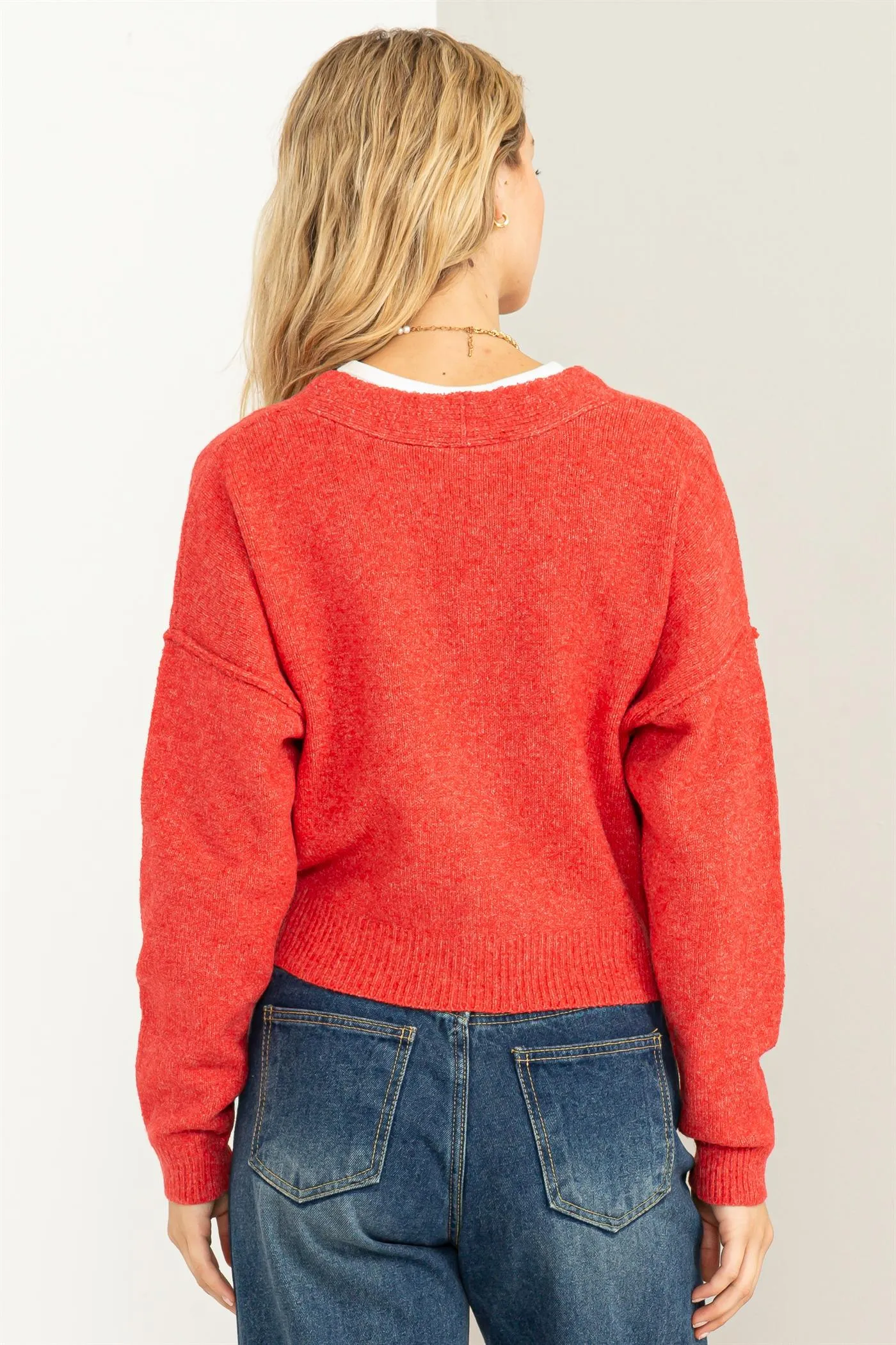 DZ23G331-Long-sleeve Cropped Cardigan