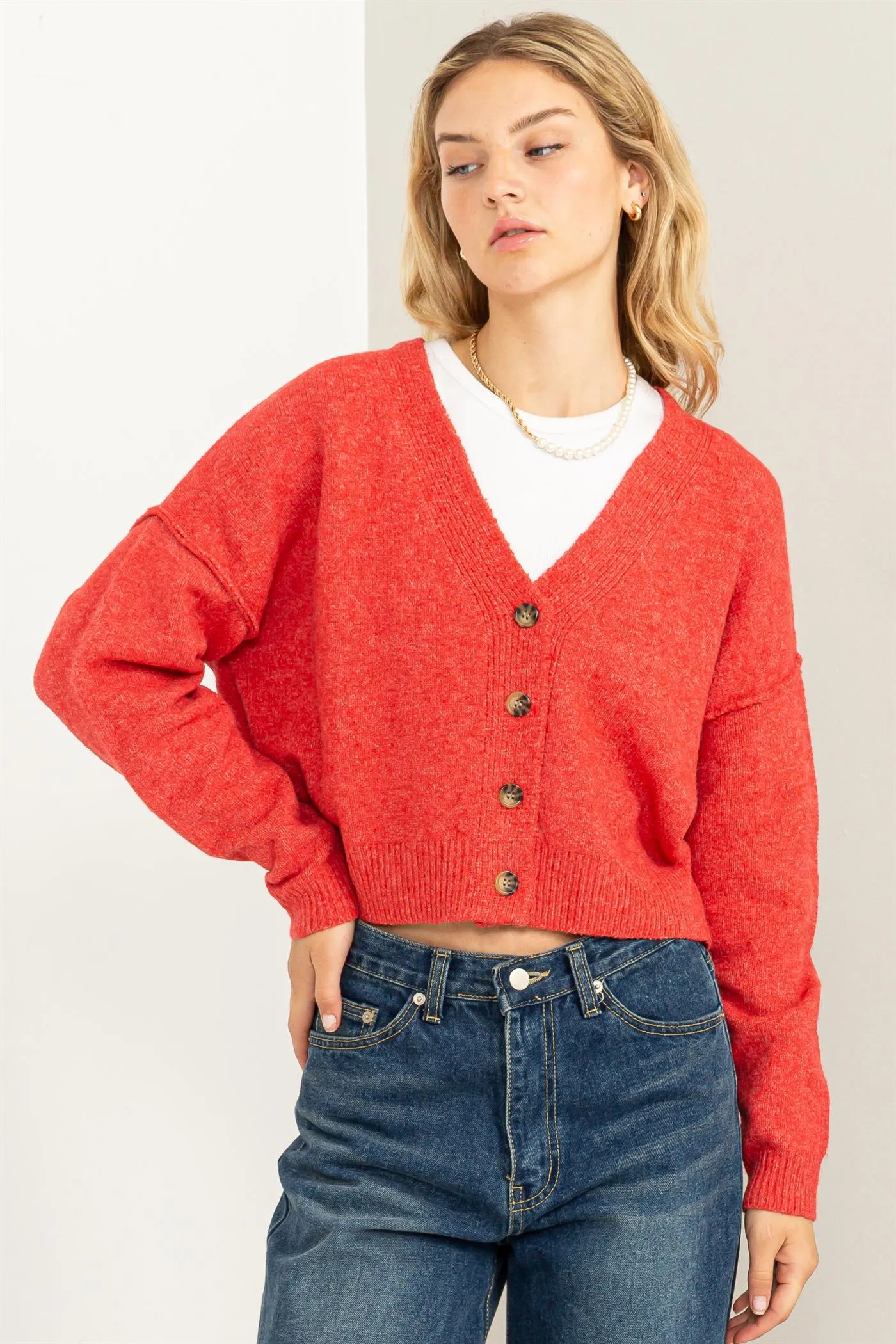 DZ23G331-Long-sleeve Cropped Cardigan