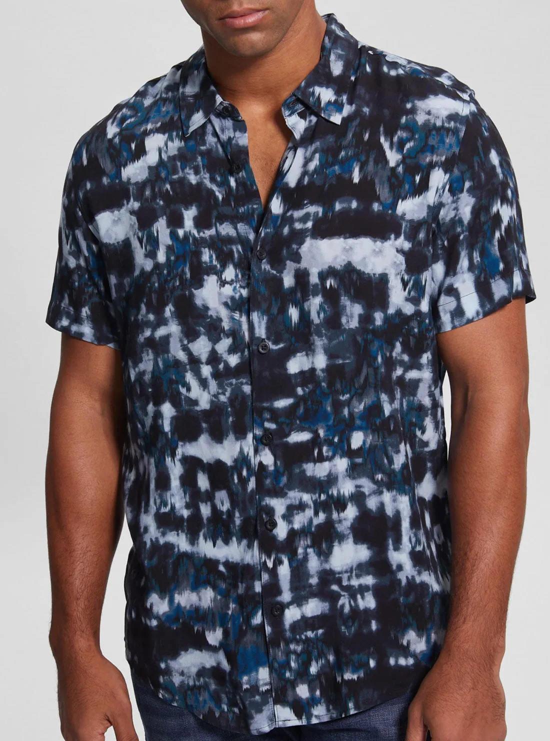 Eco Blue Tie Dye Ikat Shirt