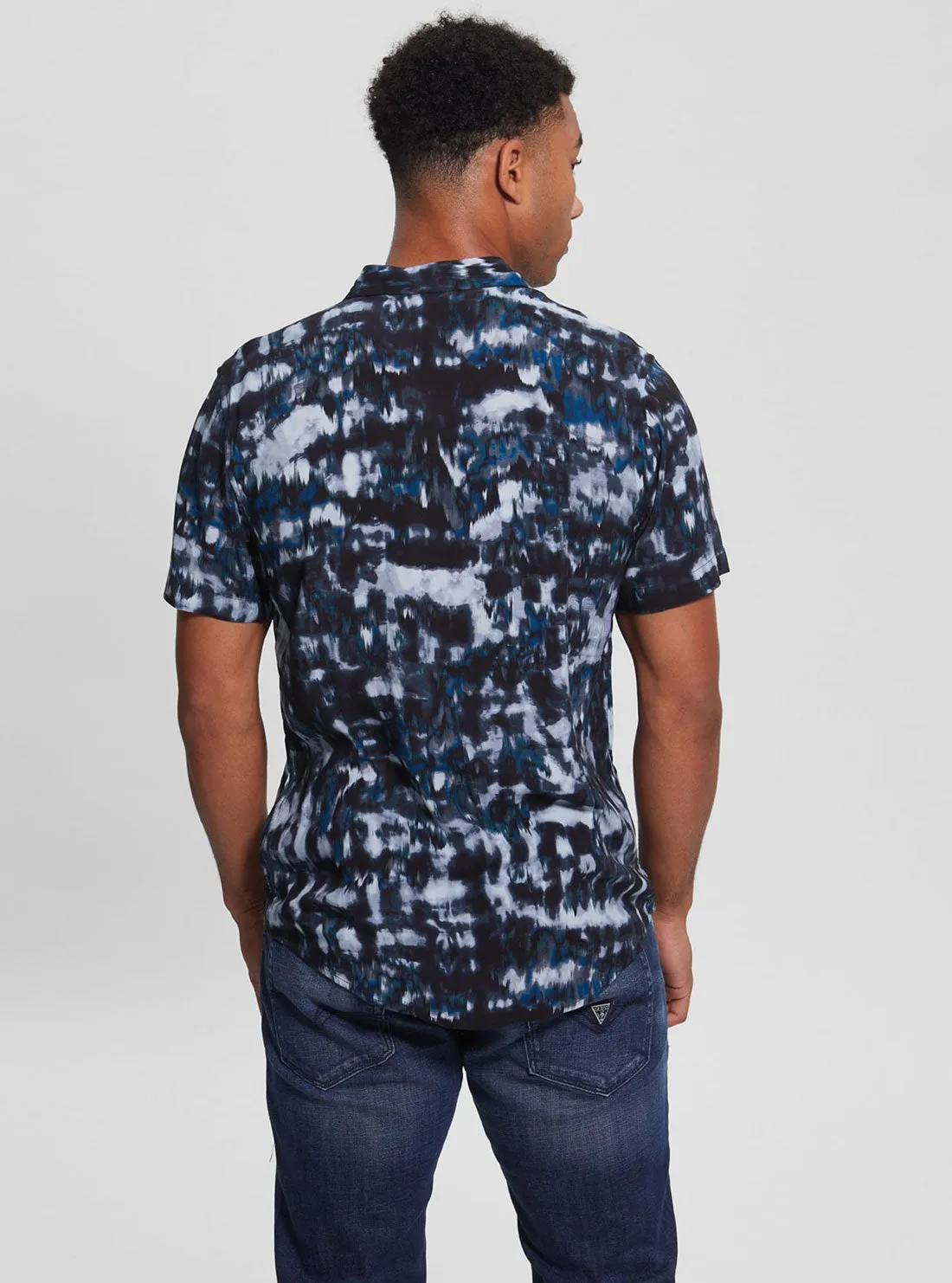 Eco Blue Tie Dye Ikat Shirt