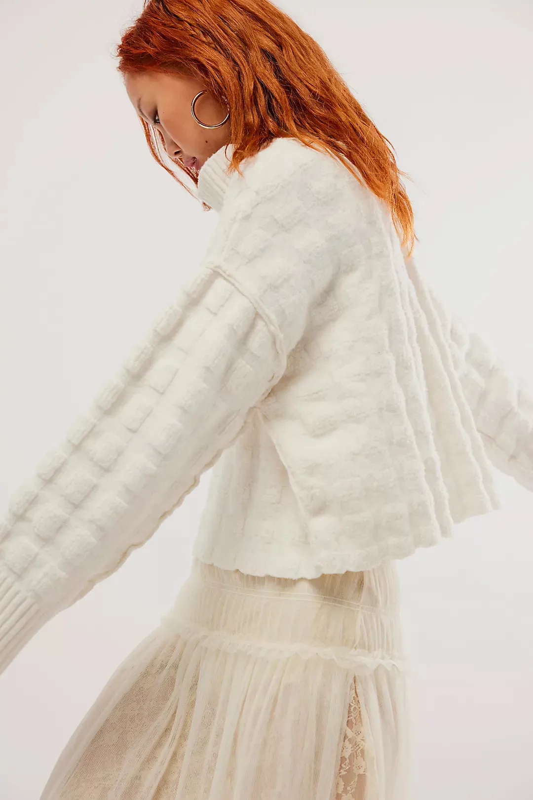 Free People Care FP Soul Searcher Mock Neck Sweater in Ivory