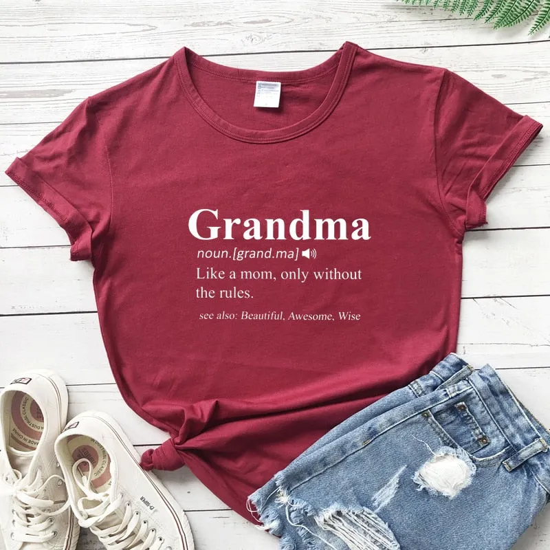 Grandma Print Design Casual Graphic Summer T Shirt