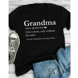 Grandma Print Design Casual Graphic Summer T Shirt