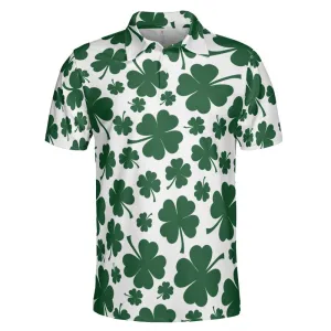 Irish Clover Polo Shirts for Men, Funny Golf Shirts, Saint Patrick's Day Polo Golf Shirts