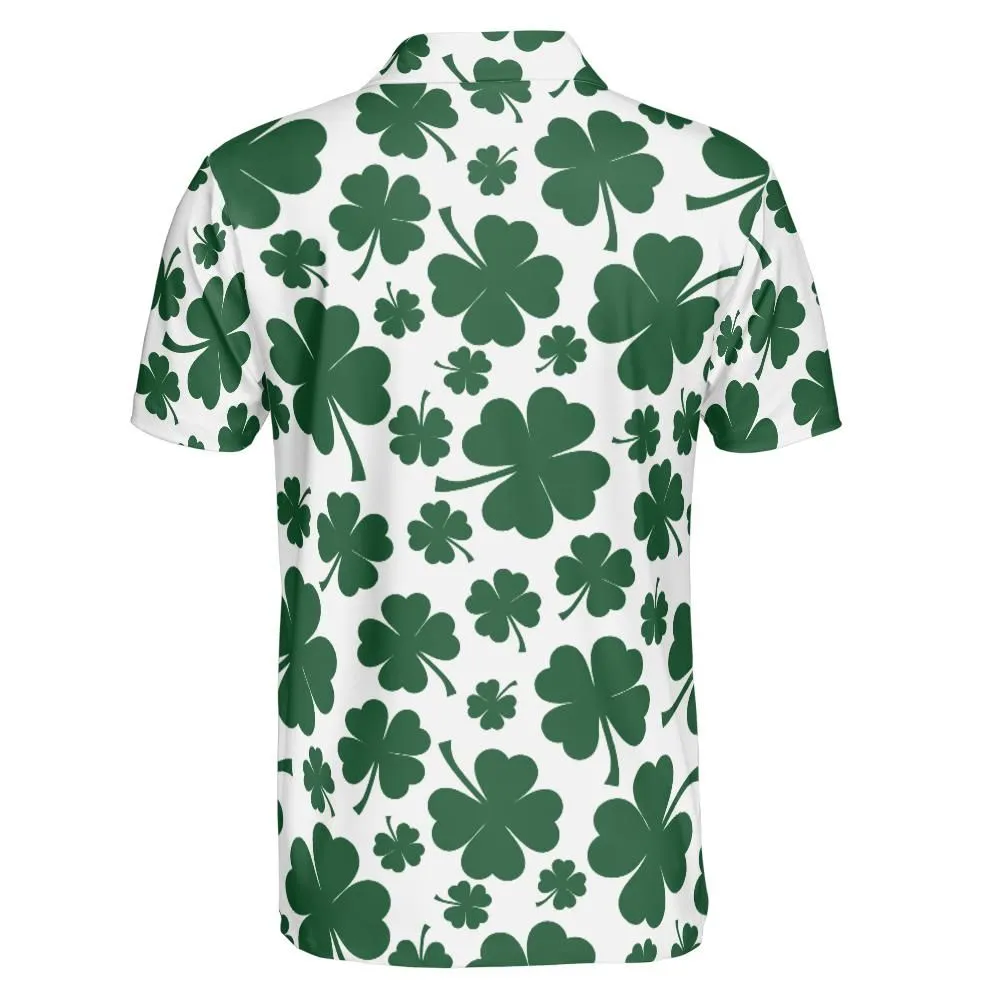 Irish Clover Polo Shirts for Men, Funny Golf Shirts, Saint Patrick's Day Polo Golf Shirts