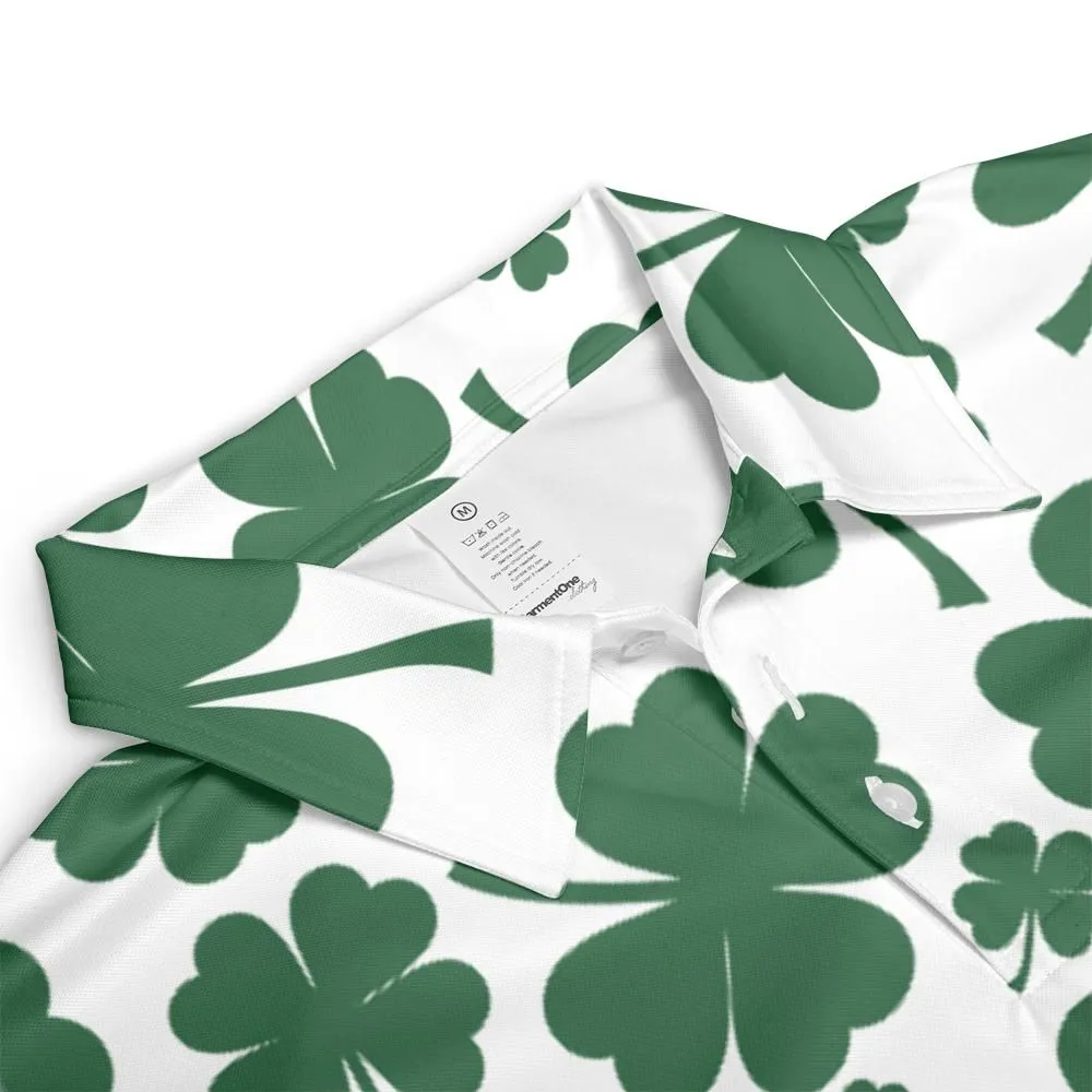 Irish Clover Polo Shirts for Men, Funny Golf Shirts, Saint Patrick's Day Polo Golf Shirts