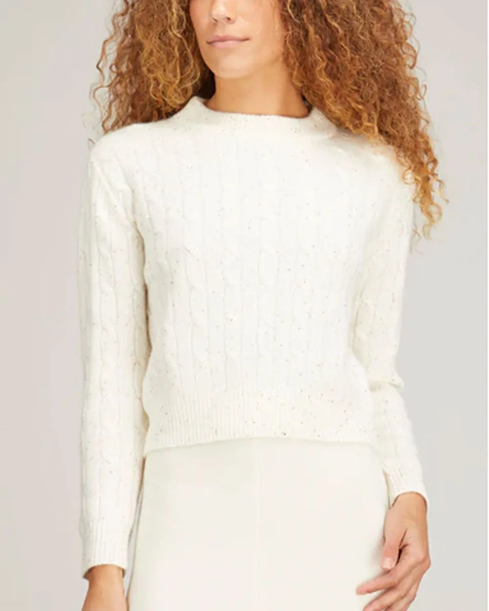Ivory Clover Mews Sweater with Gold Sequins
