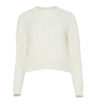 Ivory Clover Mews Sweater with Gold Sequins