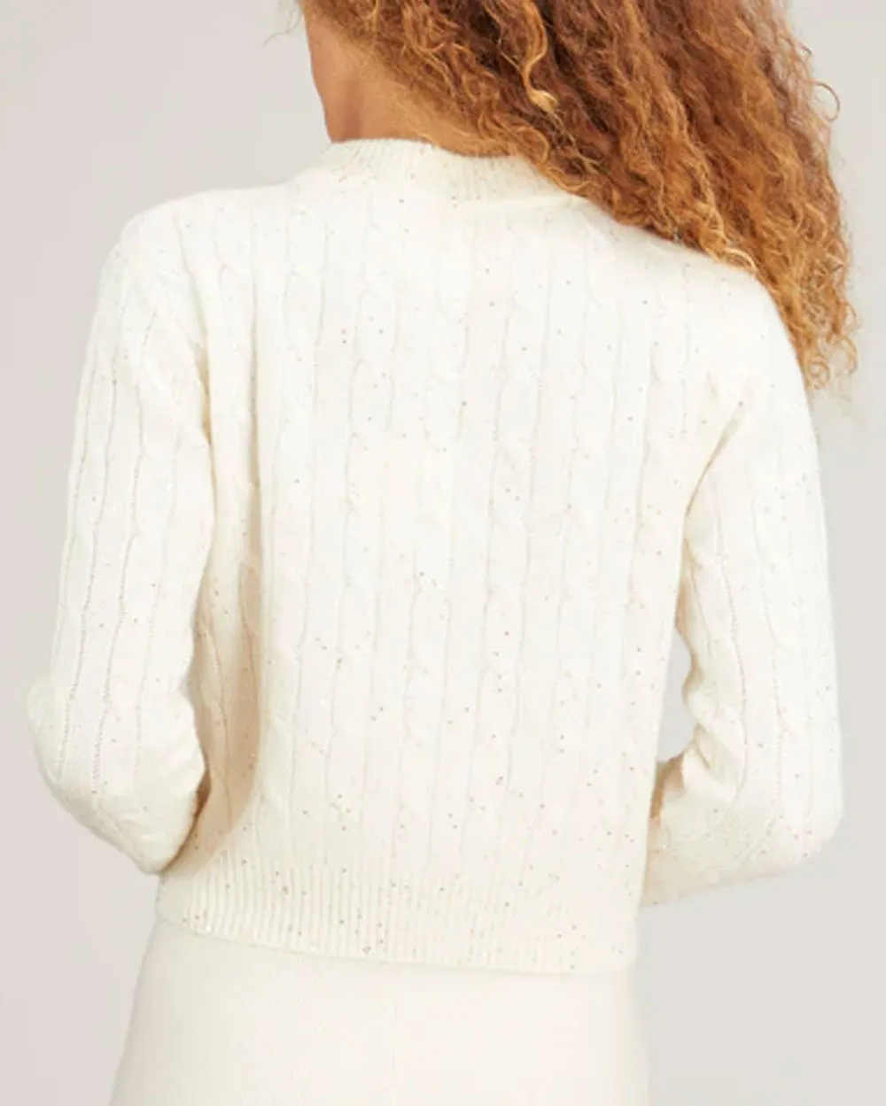 Ivory Clover Mews Sweater with Gold Sequins