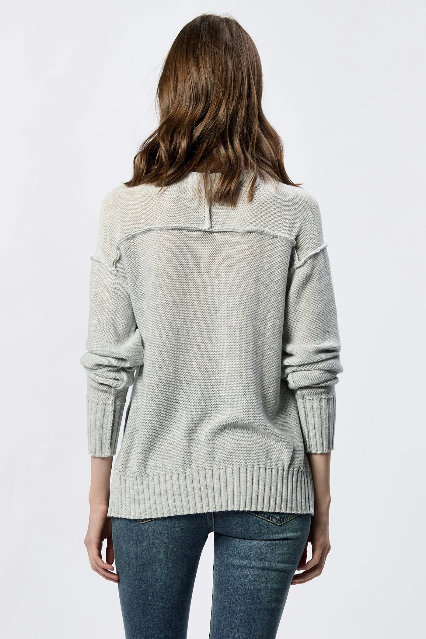 JENNA CREW NECK LONG SLEEVE OVERSIZED SWEATER HEATHER GREY