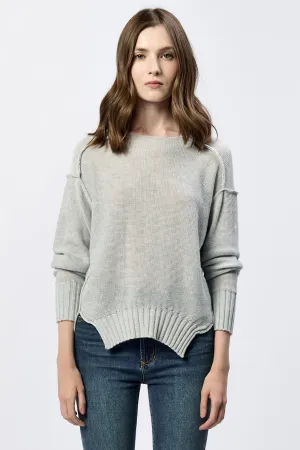 JENNA CREW NECK LONG SLEEVE OVERSIZED SWEATER HEATHER GREY