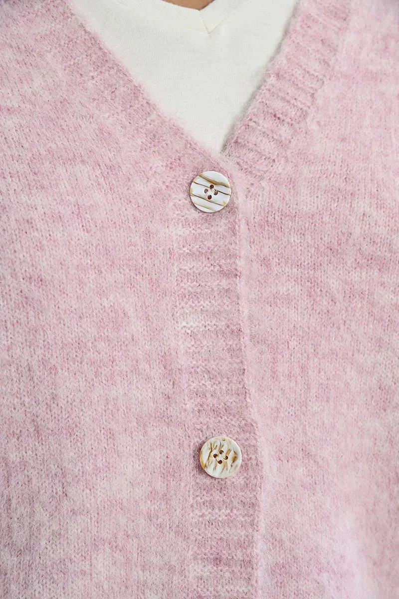 Knitted Cardigan (Light Pink)