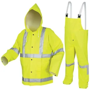 MCR Safety Luminator 2083SR Hi-Visibility Rain Gear, 3 Piece Suite Hi Vis Reflective PVC Polyester, Hi-vis Lime, 1 Each