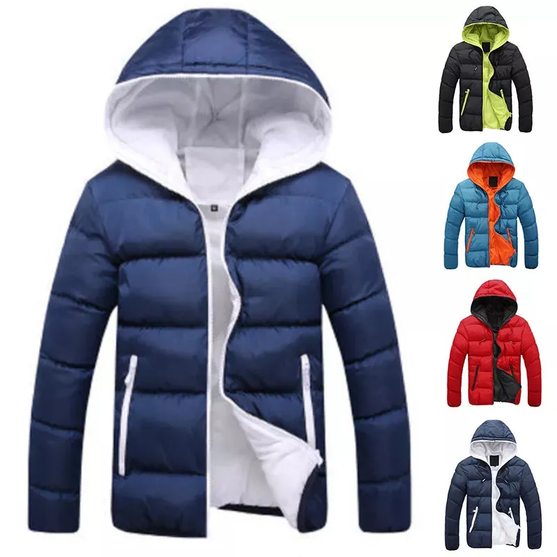 Men Hooded Coats Winter Thermal Jackets Man Outdoor Windbreaker Windproof Outwears Fashion Casual Jacket Male Clothing
