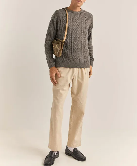 Mohair Fishermans Knit in Washed Black