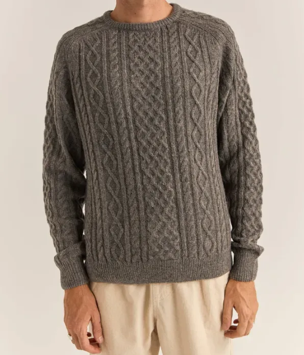 Mohair Fishermans Knit in Washed Black
