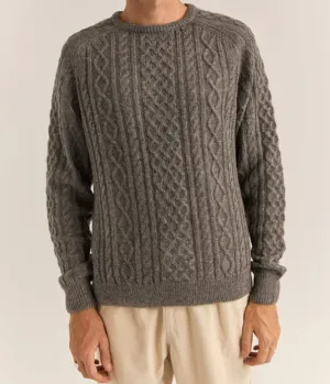 Mohair Fishermans Knit in Washed Black